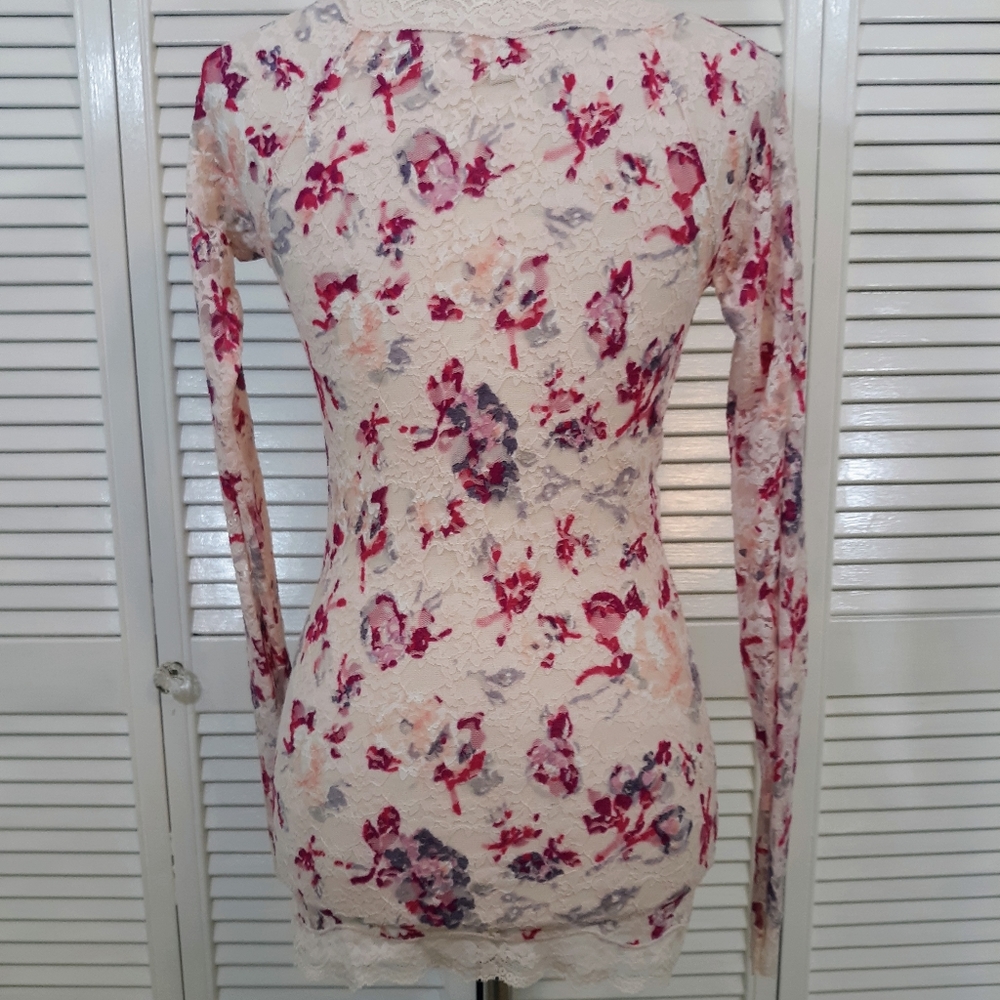 Free people LS floral sheer lace top sz SP *C1 - Picture 6 of 8